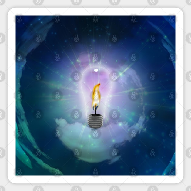 Light Bulb with Flame Sticker by rolffimages